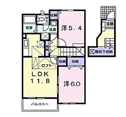 リバーシティＡ 2階2LDKの間取り