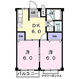 メゾンドセシボン 2階2DKの間取り