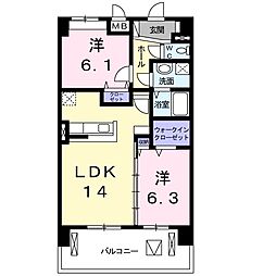 カシリ・エスポワール 2LDKの間取図画像