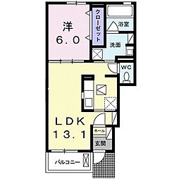 ワールドプレイスA 1LDKの間取図画像