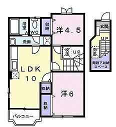 サニーヴィレッジB 2LDKの間取図画像