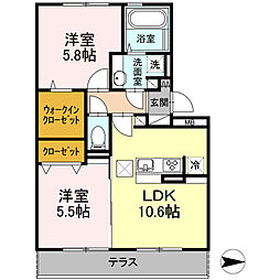 メロンハウス2 2LDKの間取図画像