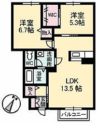 蔵王ヒルズ 2LDKの間取図画像