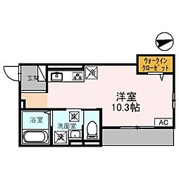南秀苑かつやま ワンルームの間取図画像