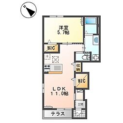 ボンヌール 1LDKの間取図画像