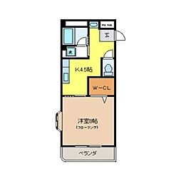 メゾンド・クレール 1Kの間取図画像