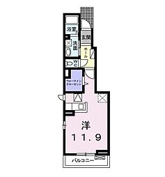 ユニバースハウスII 1階ワンルームの間取り