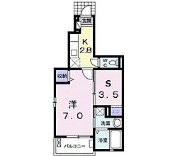 ニューエンパイヤＢ 1階1SKの間取り