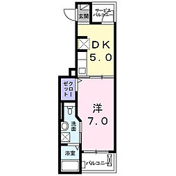 フェリオ広木 1DKの間取図画像