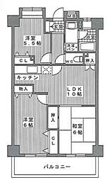 阪急伊丹線 新伊丹駅 徒歩8分の賃貸マンション 3階3LDKの間取り