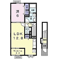 シャンサード 1LDKの間取図画像