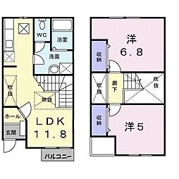 ＭＭハイツIIーＡ 1階2LDKの間取り