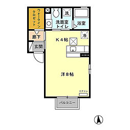 アムール ワンルームの間取図画像