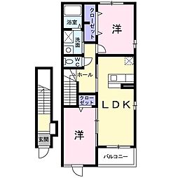 セレノカーサA 2LDKの間取図画像