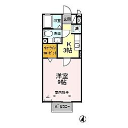 ソレアードA 1Kの間取図画像