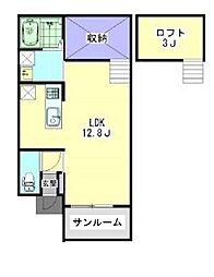 Ａｒｉｅｔｔａ　I 101 1階ワンルームの間取り