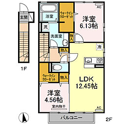 セジュールヨネザワB 2LDKの間取図画像