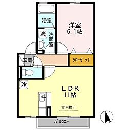 SOHO’S　吉尾　Ａ棟 2階1LDKの間取り