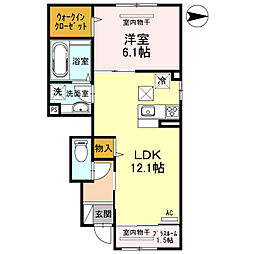 グランツ　ヴィラ 1階1LDKの間取り