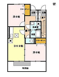メゾンエール 2DKの間取図画像
