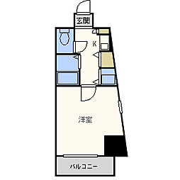 プレサンス梅田西 9階1Kの間取り