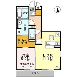 ラ・メゾン ブリエ 1階1LDKの間取り