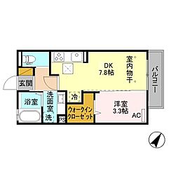 グリーンテラス長野駅東口 1階1DKの間取り