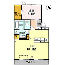タウンリバティー 1LDKの間取図画像