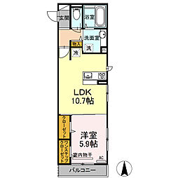 エルレープ3 1LDKの間取図画像