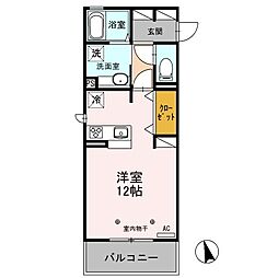 東武佐野線 佐野駅 4kmの賃貸アパート 2階ワンルームの間取り