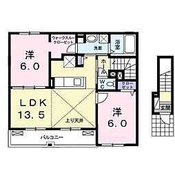 ハレウェリナ 2LDKの間取図画像