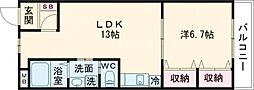 JR阪和線 久米田駅 徒歩7分の賃貸マンション 3階1LDKの間取り