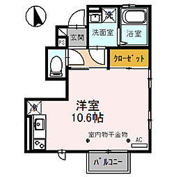 カーサ　ルブニール 1階ワンルームの間取り