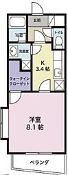 セレノ2 1Kの間取図画像