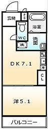 フジパレス堺なかもず1番館 1DKの間取図画像