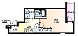 フジパレス浜寺公園2番館 1Kの間取図画像