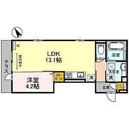 フェスタ大仙 1階1LDKの間取り
