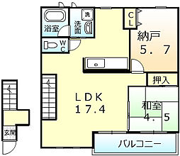 エンフィールド山田1 1SLDKの間取図画像