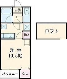 セザンヌ町並 1階ワンルームの間取り