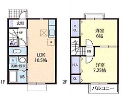 JR東北本線 船岡駅 徒歩29分の賃貸テラスハウス 1階2LDKの間取り