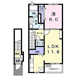 悠凛・98K 1LDKの間取図画像