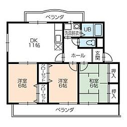 エスペランサ 3階3DKの間取り