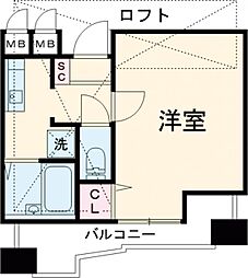エスパシオデルコウベ ワンルームの間取図画像