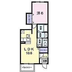 エレガント 1LDKの間取図画像