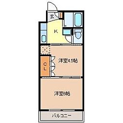 イーグルハイツ錦町 2Kの間取図画像