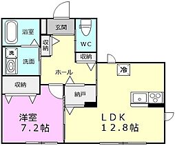 Ｆｌｏｒａ　Ａ 1階1LDKの間取り