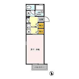 アルシア・スギ 2階1Kの間取り