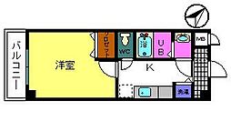 カーサ　ベルカント 3階1Kの間取り