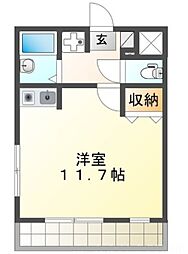 ウイングコート伊奈 2階ワンルームの間取り