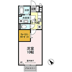 サニーガーデンB 1Kの間取図画像
